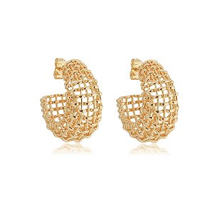 Brinco liso banho ouro 18k