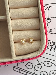 Brinco perola infantil banho ouro 18k