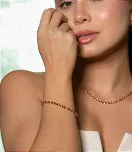 Pulseira dourada lisa banho em ouro 18k