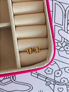 Brinco borboleta infantil banho ouro 18k