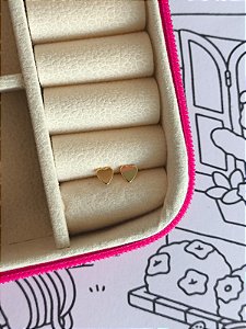 Brinco coração infantil banho ouro 18k