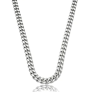 Colar de corrente liso banho em rodio branco