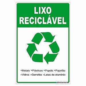 Placa lixo reciclável com escrita