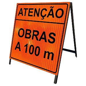 Cavalete atenção obras a 100 metros