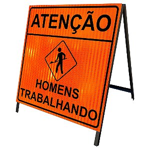 Cavalete atenção homens trabalhando