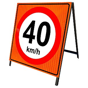 Cavalete de obras velocidade máxima 40 km/h