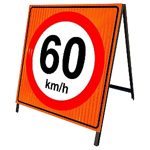 Cavalete de obras velocidade máxima 60 km/h