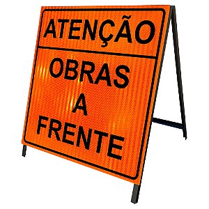 Cavalete de sinalização obras a frente