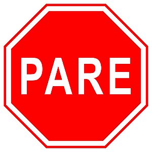 Placa de PARE parada obrigatória R-1