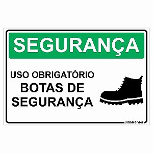 Placa uso obrigatório de botas de segurança