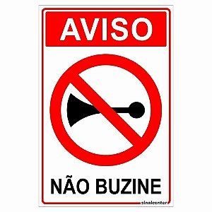 Placa aviso não buzine