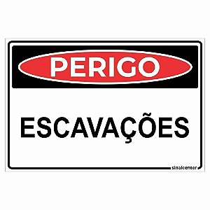 Placa perigo escavações