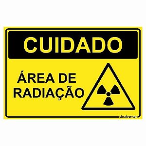 Placa cuidado área de radiação