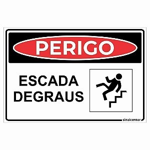 Placa perigo escada degraus