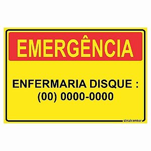 Placa de emergência enfermaria disque