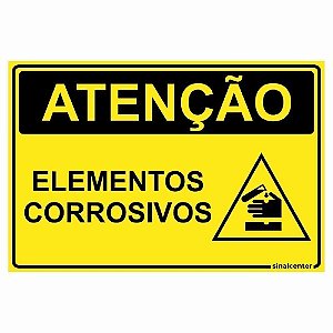 Placa atenção elementos corrosivos