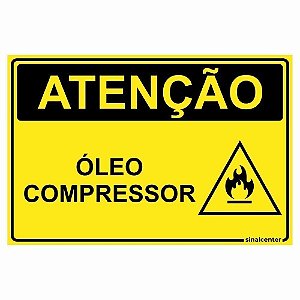 Placa atenção óleo compressor