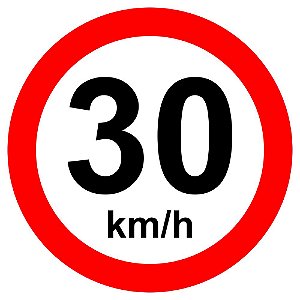 Placa de velocidade máxima permitida 30 km/h R-19