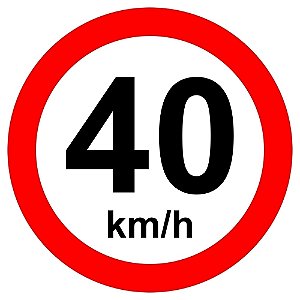 Placa de velocidade máxima permitida 40 km/h R-19