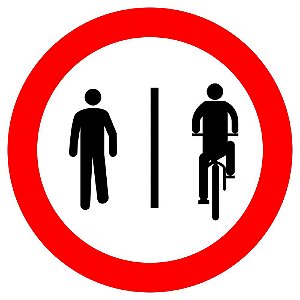 Placa pedestres à esquerda, ciclistas à direita R-36b