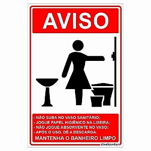 Placa de aviso banheiro feminino