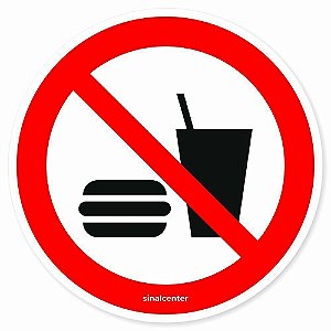 Adesivo de segurança proibido comer ou beber (10 un.)