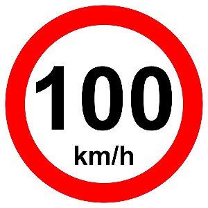 Placa de velocidade máxima permitida 100 km/h R-19