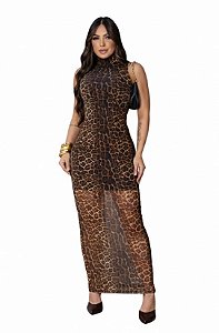 Vestido Animal Print Onça Tamanho Único