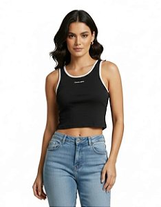 Regata Cavalera Decote Contrastante Branco