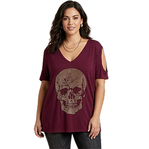 Camiseta RC Long Skull c/ Strass