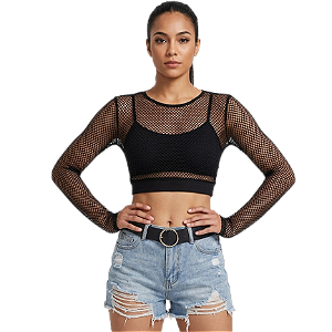 Mesh Top Preto Trama Pequena