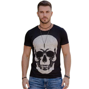 Camiseta RC Skull Letras c/ Strass
