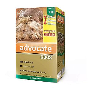 Antipulgas Advocate Cães até 4kg 3 pipetas
