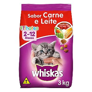 Ração Whiskas Filhotes Carne e Leite 3kg