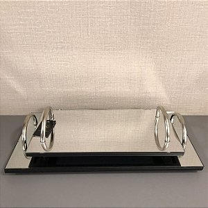 KIT BANDEJAS EM METAL COM ESPELHOS  2PÇS