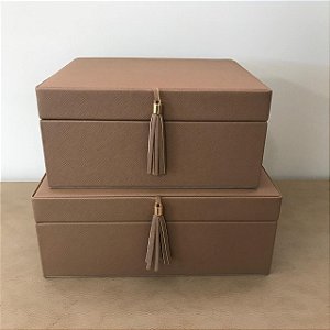 CAIXA MDF COM REVESTIMENTO EM PU - MARROM