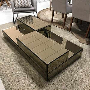 MESA DE CENTRO RETAGULAR  BRONZE RELEVO