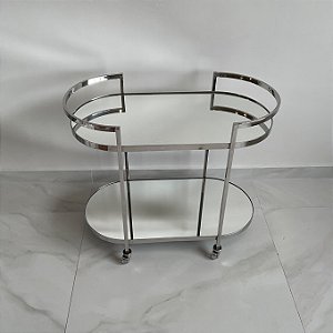 CARRINHO INOX ESPELHADO COM RODINHAS EM SILICONE