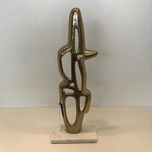 ESCULTURA DECORATIVA DOURADA ABSTRATO 50X19CM