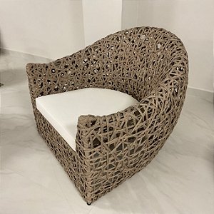 POLTRONA BEGE RAMI CORDA NAUTICA AREA EXTERNA