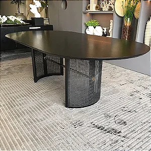 MESA JANTAR BALAIO PRETO E DOURADO COM TELA PORTUGUESA PARA 8 LUGARES 2,40X1,20M