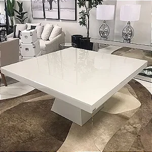 MESA DE JANTAR QUADRADA 6 8 LUGARES EM VIDRO BRANCO