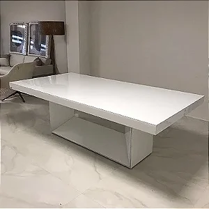 MESA DE JANTAR VIANA 8 LUGARES COM VIDRO BRANCO