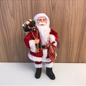 BONECO PAPAI NOEL COM CASACO TEXTURIZADO VERMELHO