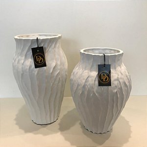 Vaso Branco Fosco com Nervuras G 37x20cm e M32x20cm