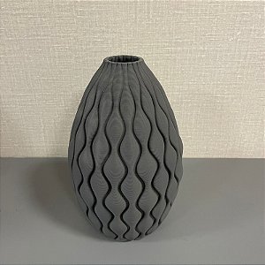 VASO DECOR CERAMICA CINZA FOSCO 3D MEDIO