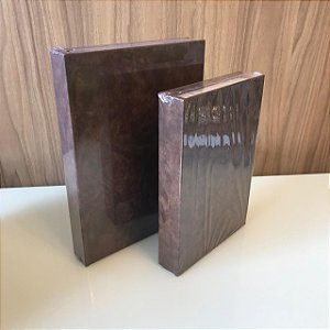 Caixa Livro Revestimento Pu Marrom M e G