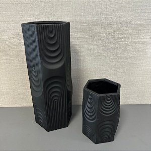 VASO DECOR CERÂMICA PRETO G 40cm P 20cm