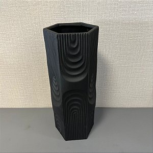 VASO DECOR CERÂMICA PRETO - GRANDE .