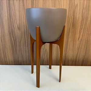 CACHEPOT COM SUPORTE EM MADEIRA - GRANDE